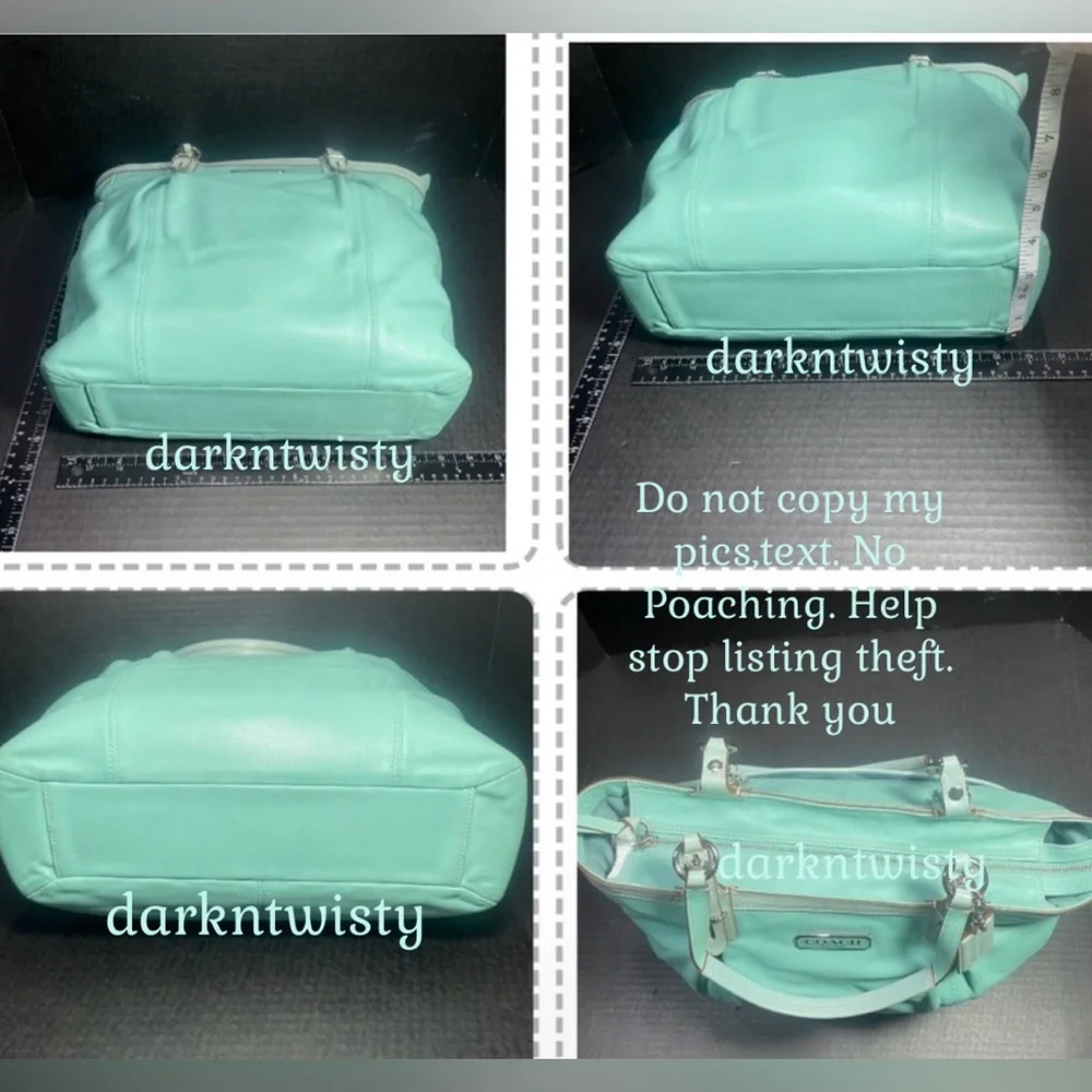VTG Gorgeous Coach Leather Tote Robin’s Egg/Tiffany Blue NEAR PERFECT IMO Read! - Picture 6 of 12